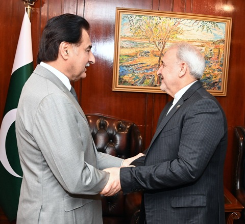 Islamabad 15.06.2026: Speaker National Assembly Sardar Ayaz Sadiq receiving Ambassador of Iran Dr. Reza Amiri-Moghadam at Parliament House.